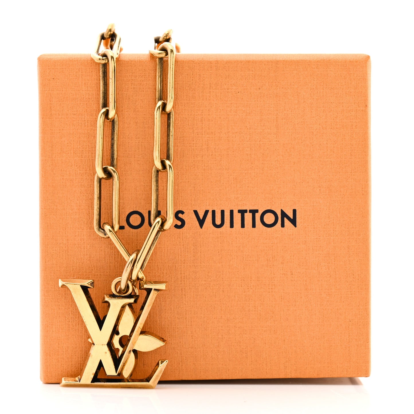 Metal LV Flower Necklace Gold