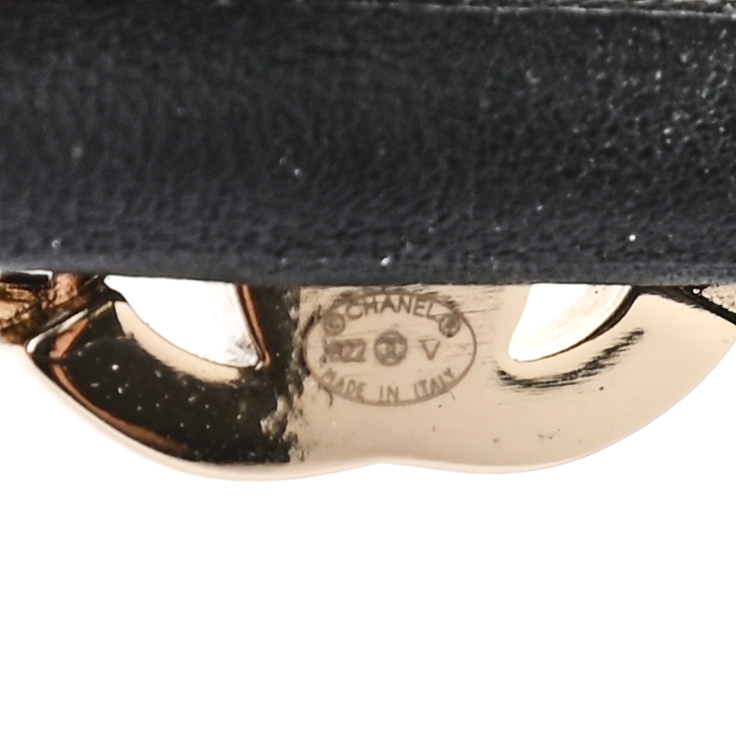 Metal Lambskin CC Turnlock Chain Headband Gold Black