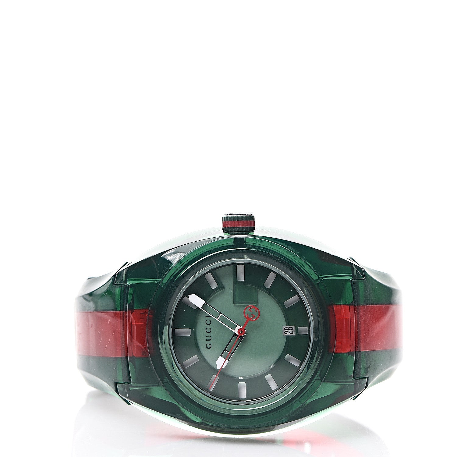 Gucci Stainless Steel Rubber 46mm Sync Web Quartz Watch Green 2 of 7