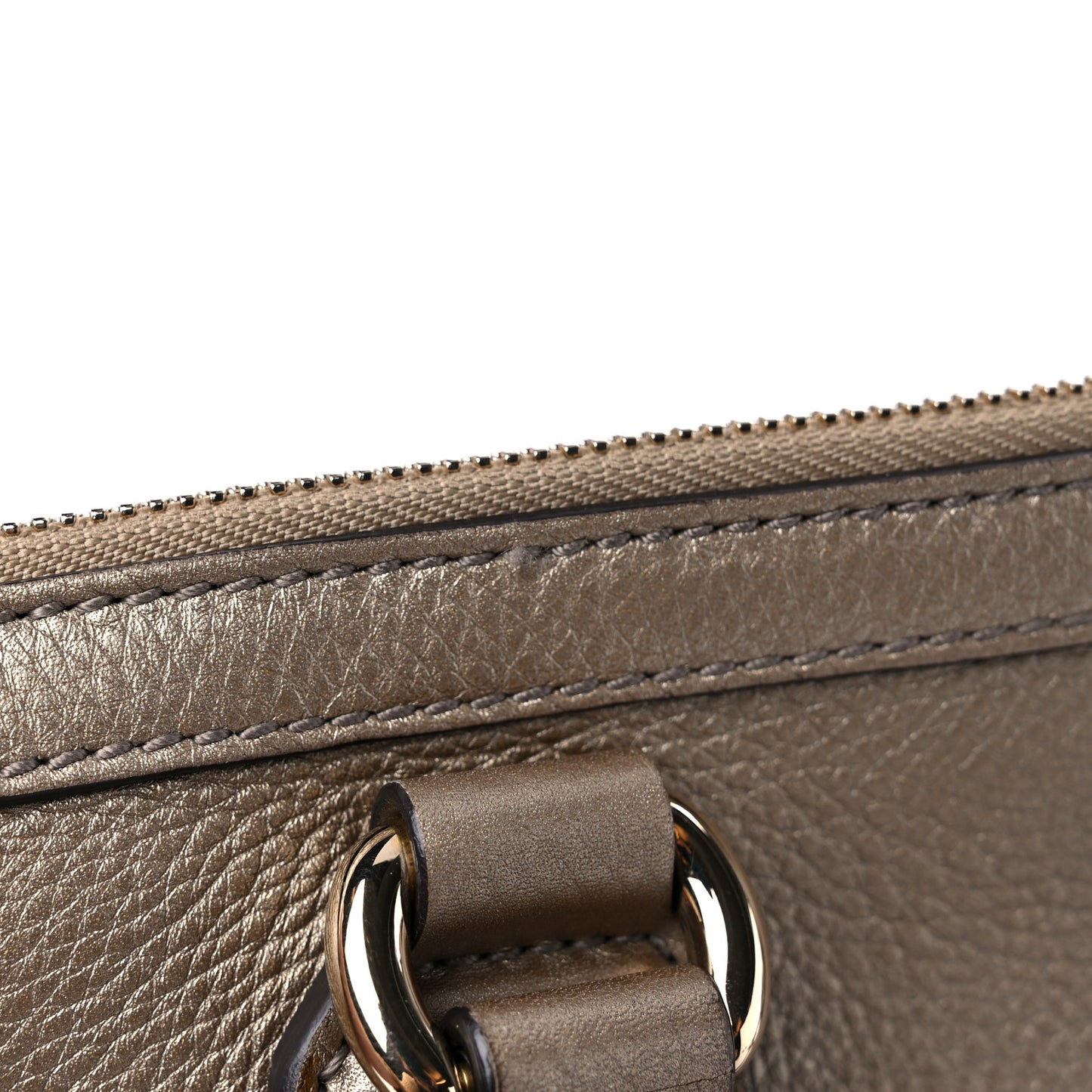 Metallic Cellarius Calfskin Small Soho Top Handle Satchel Golden Beige