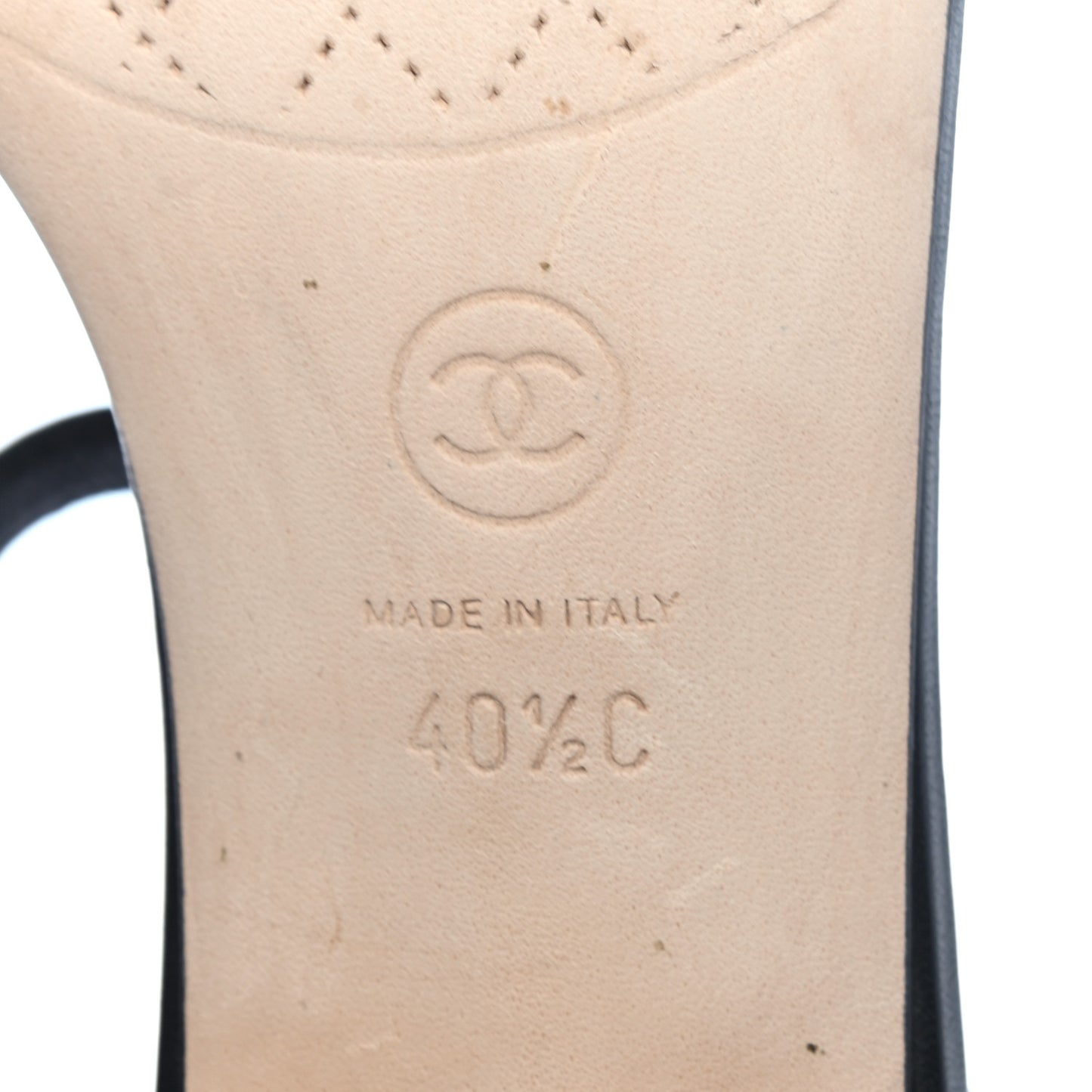 Lambskin Chain CC Logo Thong Sandals 40.5 Black