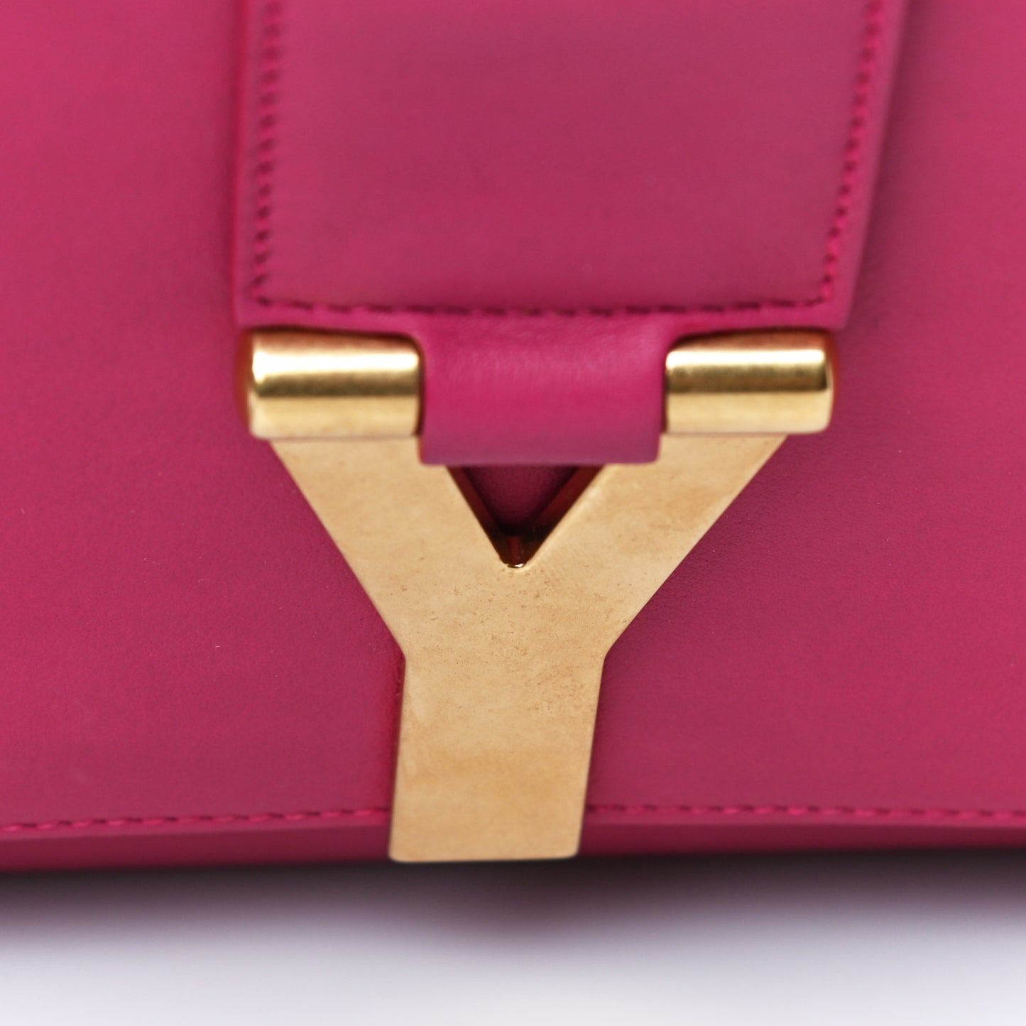 Calfskin Classic Y Ligne Clutch Fuchsia