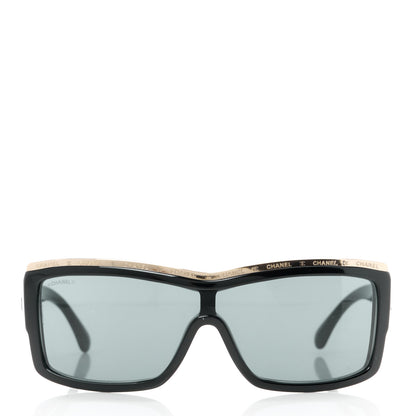 Chanel Acetate Shield Sunglasses 71504 Black 2 of 8