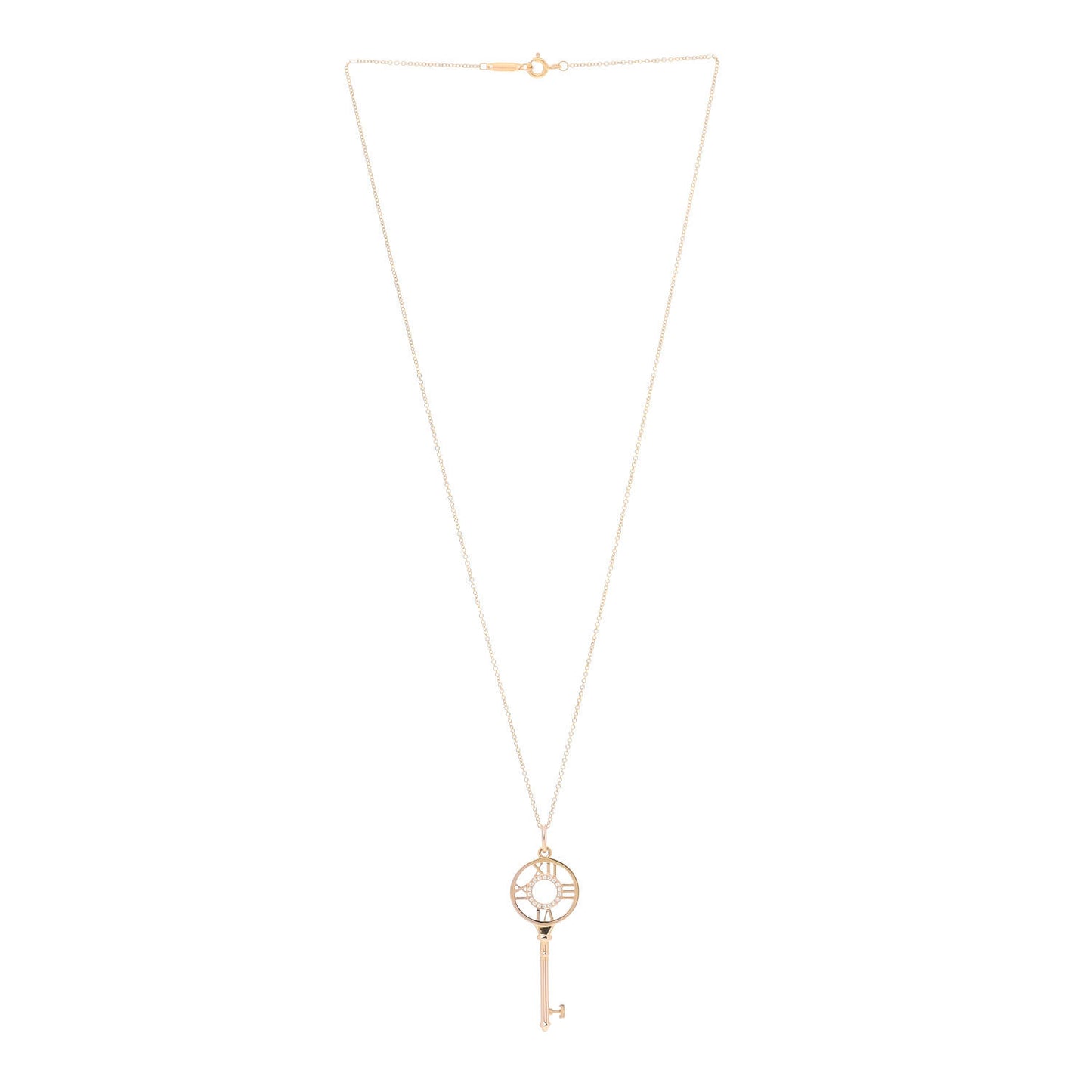 18K Rose Gold Diamond Atlas Key Pendant Necklace