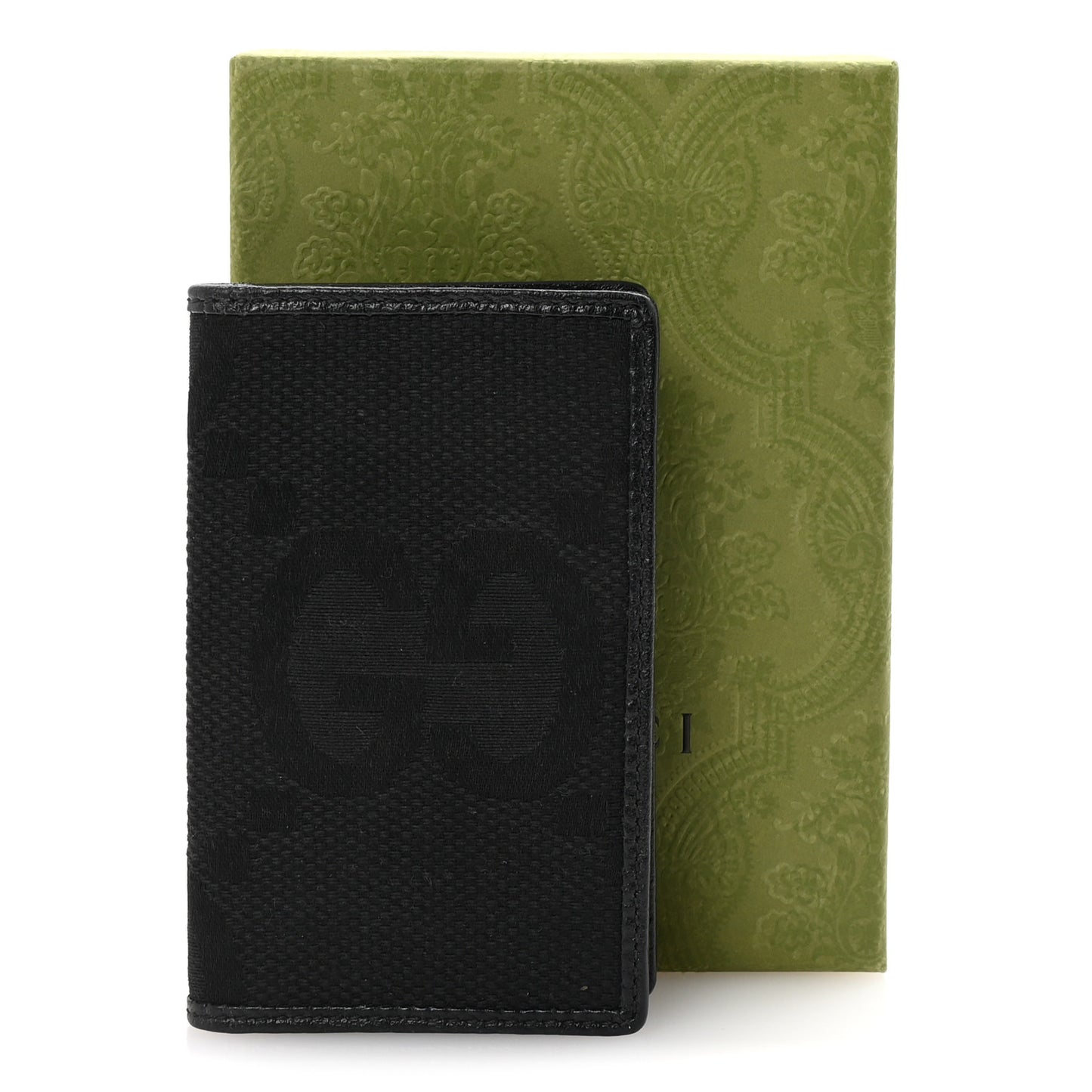 Canvas Monogram Jumbo GG Textured Dollar Calfskin Card Case Black