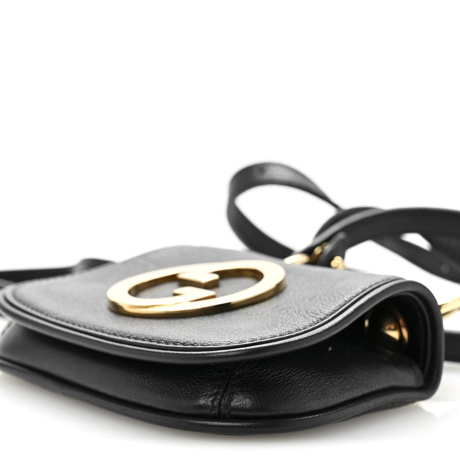 Gucci Roxy Calfskin Mini Blondie Card Case Wallet With Strap Black 10 of 11