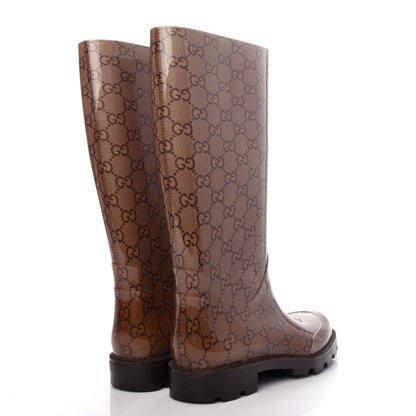 Gucci Rubber Monogram Edinburg Rain Boots 35 Transparent Cocoa 4 of 9