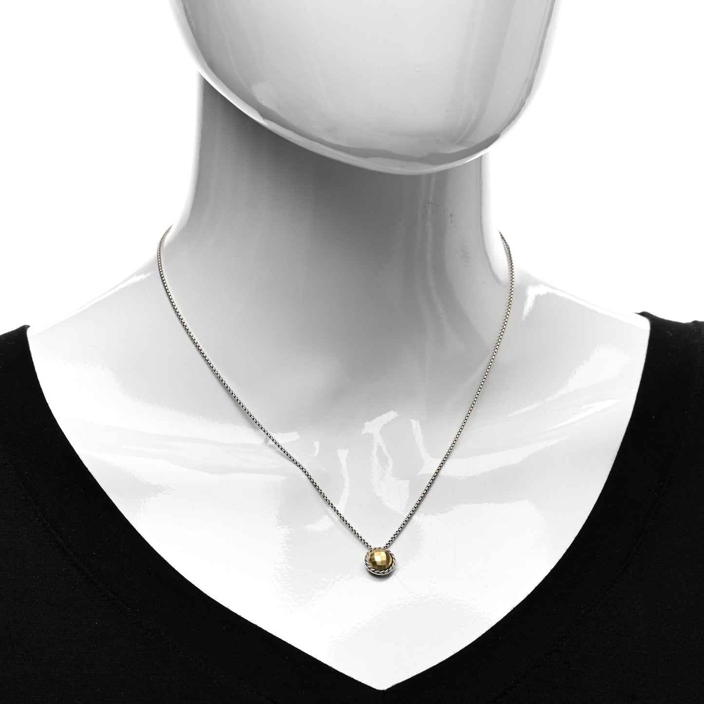 Sterling Silver 18K Yellow Gold 8mm Petite Chatelaine Pendant Necklace