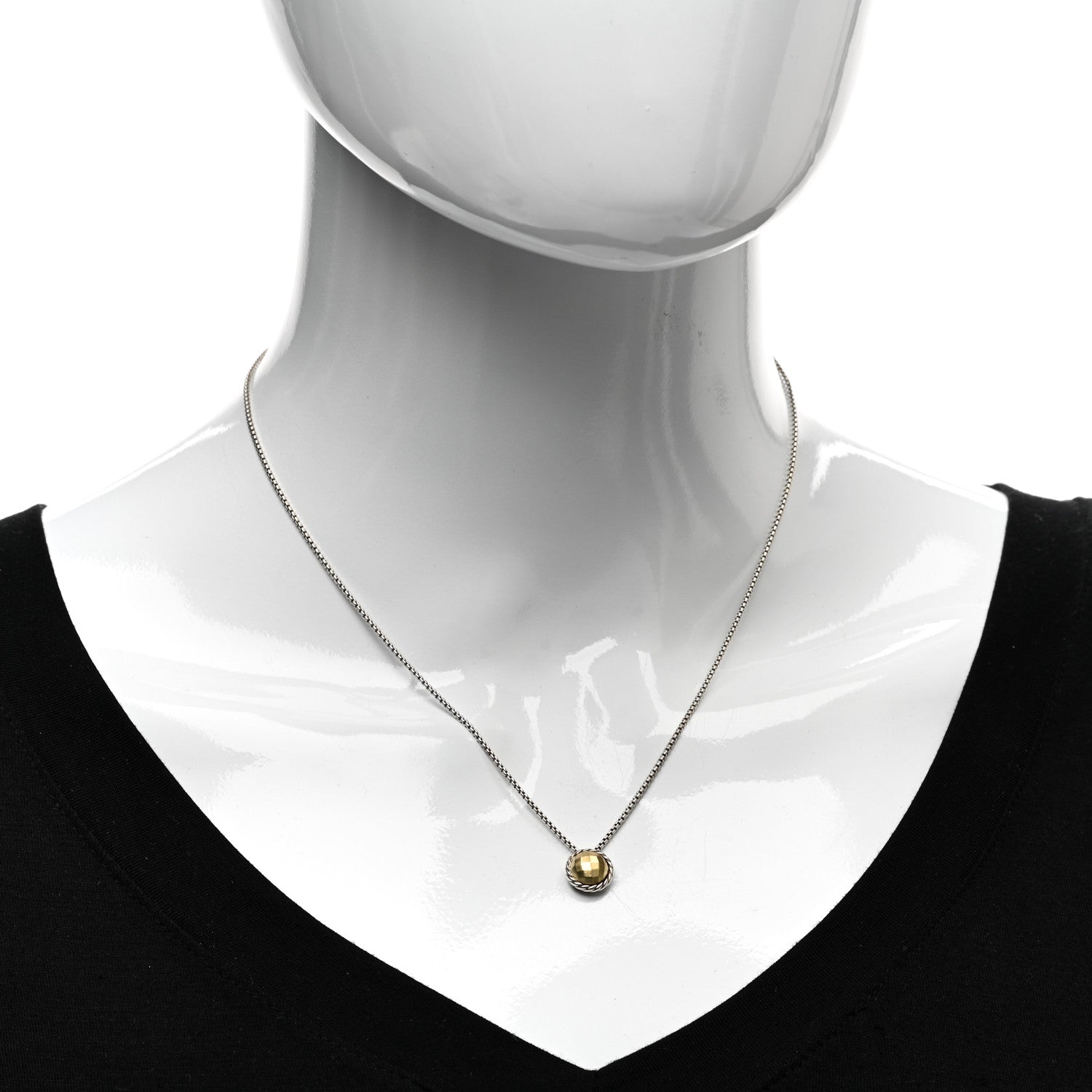David Yurman Sterling Silver 18K Yellow Gold 8mm Petite Chatelaine Pendant Necklace 2 of 4