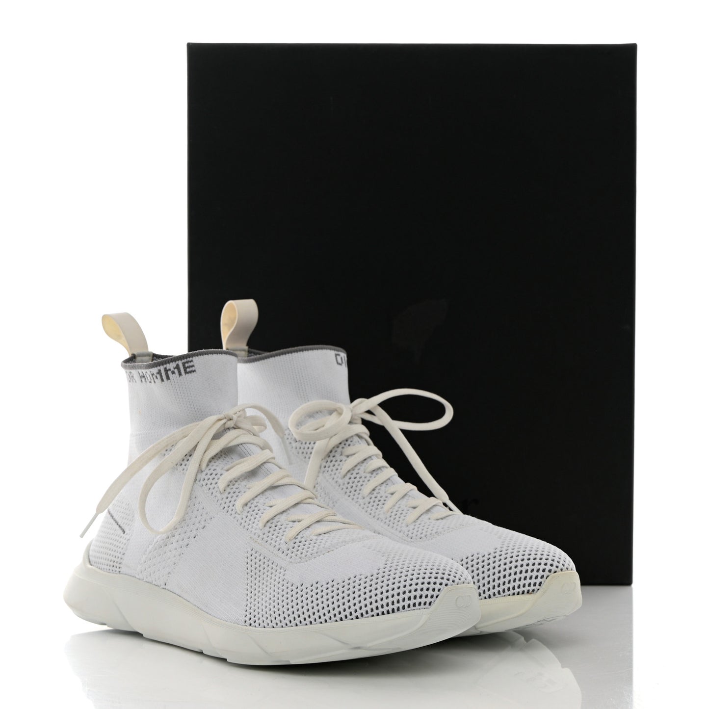 Technical Knit Mens B21 High Top Sneakers White Grey