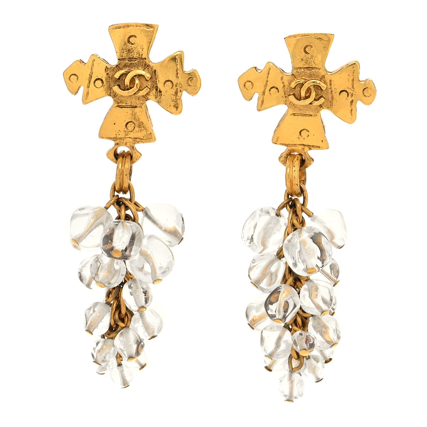 CC Cross Clip On Earrings Gold