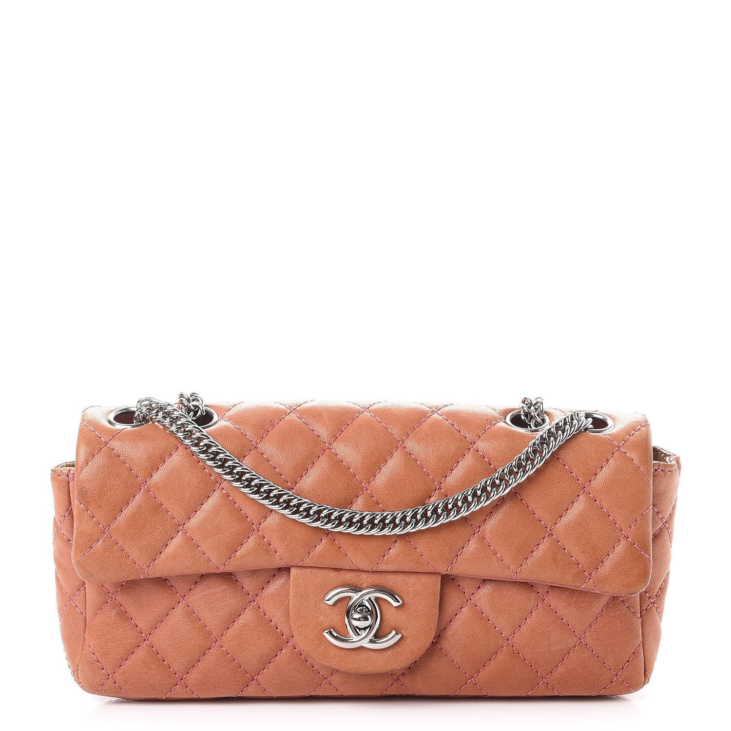 Chanel Lambskin Quilted East West Flap Pink 1 of 12