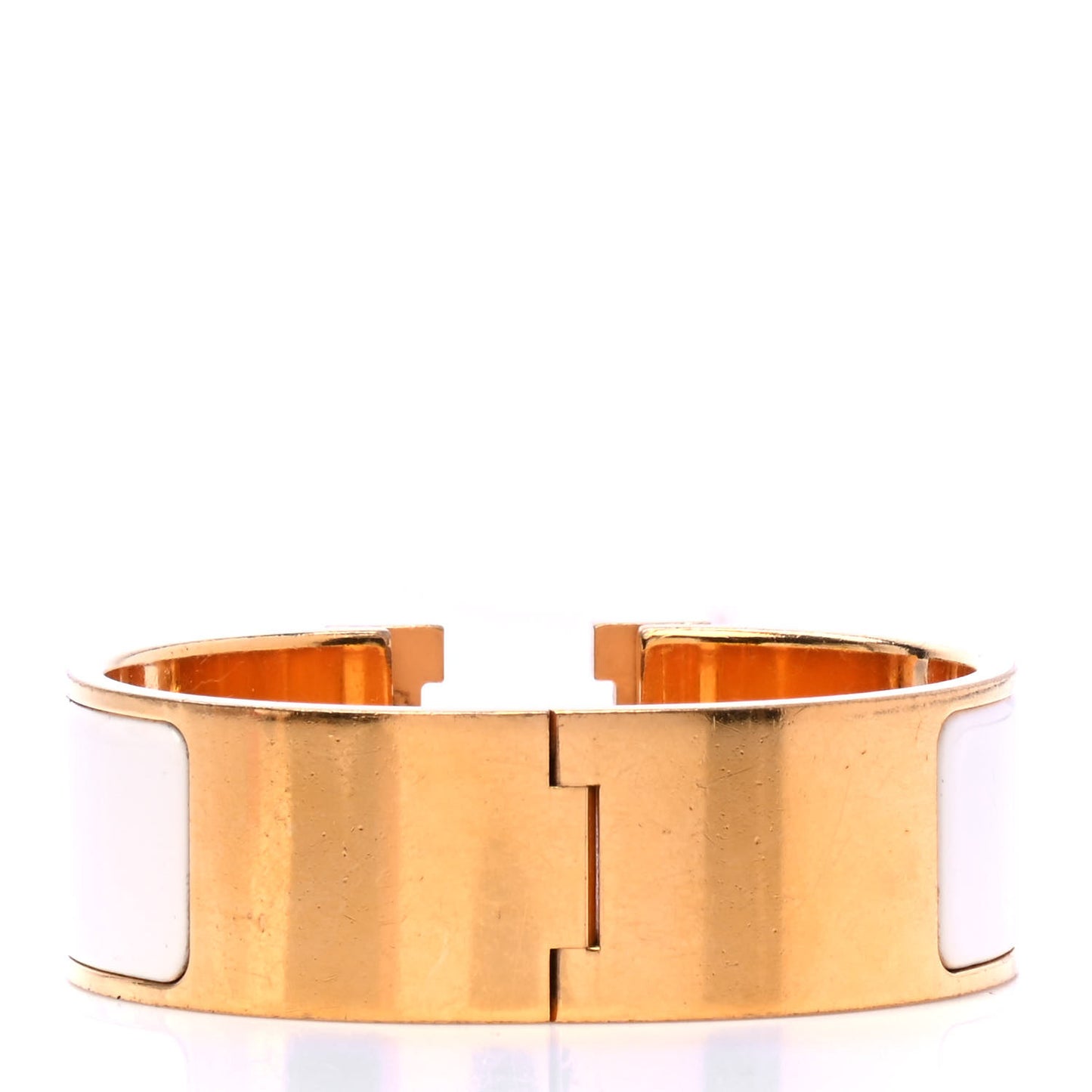 Enamel Wide Clic Clac H Bracelet GM White