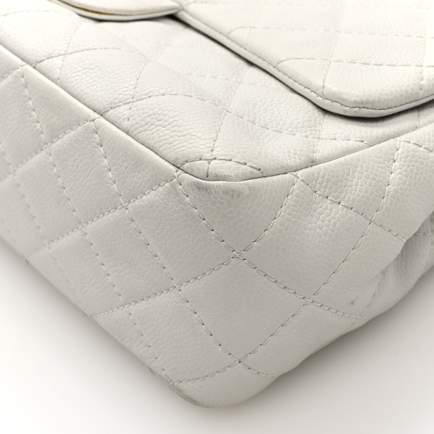 Chanel Caviar Quilted Jumbo Single Flap White 10 of 10
