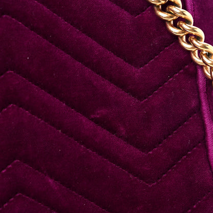Gucci Velvet Matelasse Medium GG Marmont Shoulder Bag Fuchsia Violet Cyclamen 22 of 25