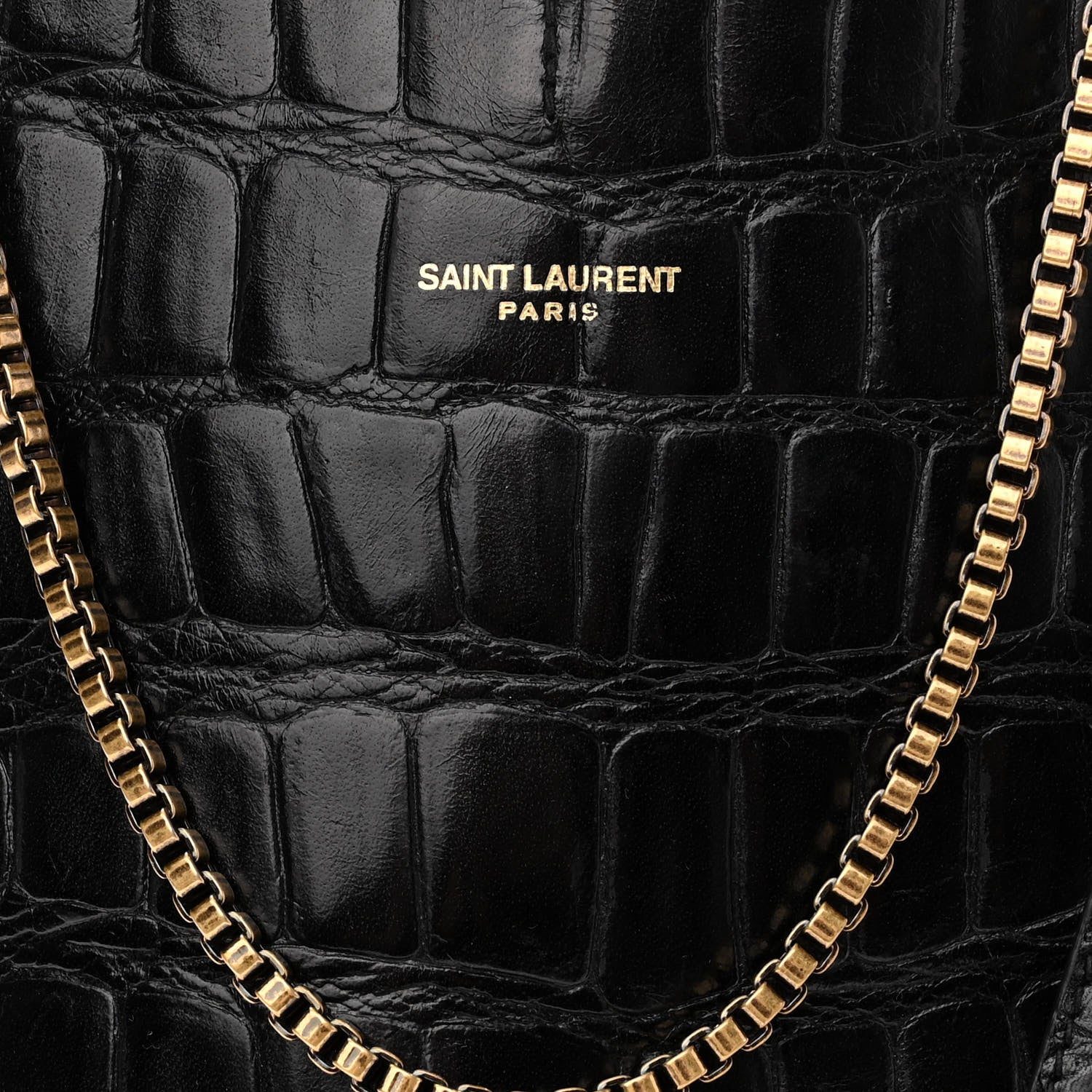 Saint Laurent Crocodile Embossed Mini Suzanne Hobo Black 8 of 11