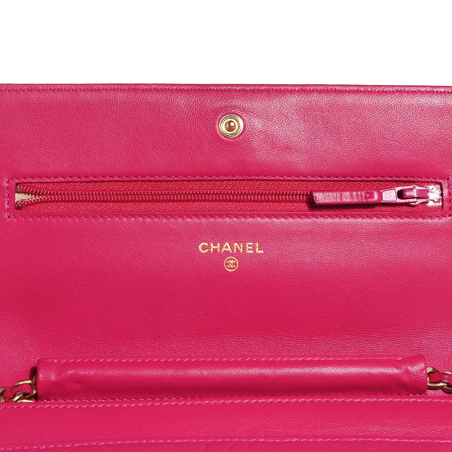 Chanel Lambskin Camellia Wallet on Chain WOC Dark Pink 5 of 8