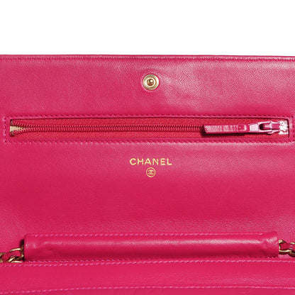 Chanel Lambskin Camellia Wallet on Chain WOC Dark Pink 5 of 8