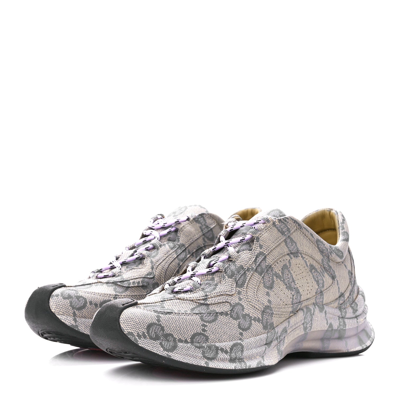 Gucci Ultralight Plume Calfskin Monogram Printed Mens Gucci Run Sneakers 8 Beige Blue 3 of 10