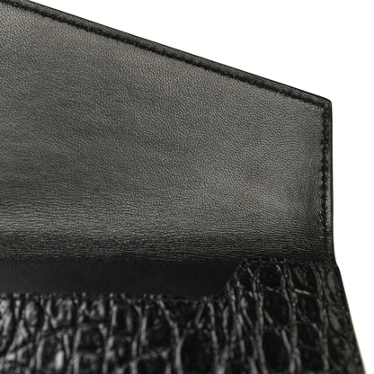 Saint Laurent Calfskin Crocodile Embossed Uptown Monogram Clutch Black 15 of 16