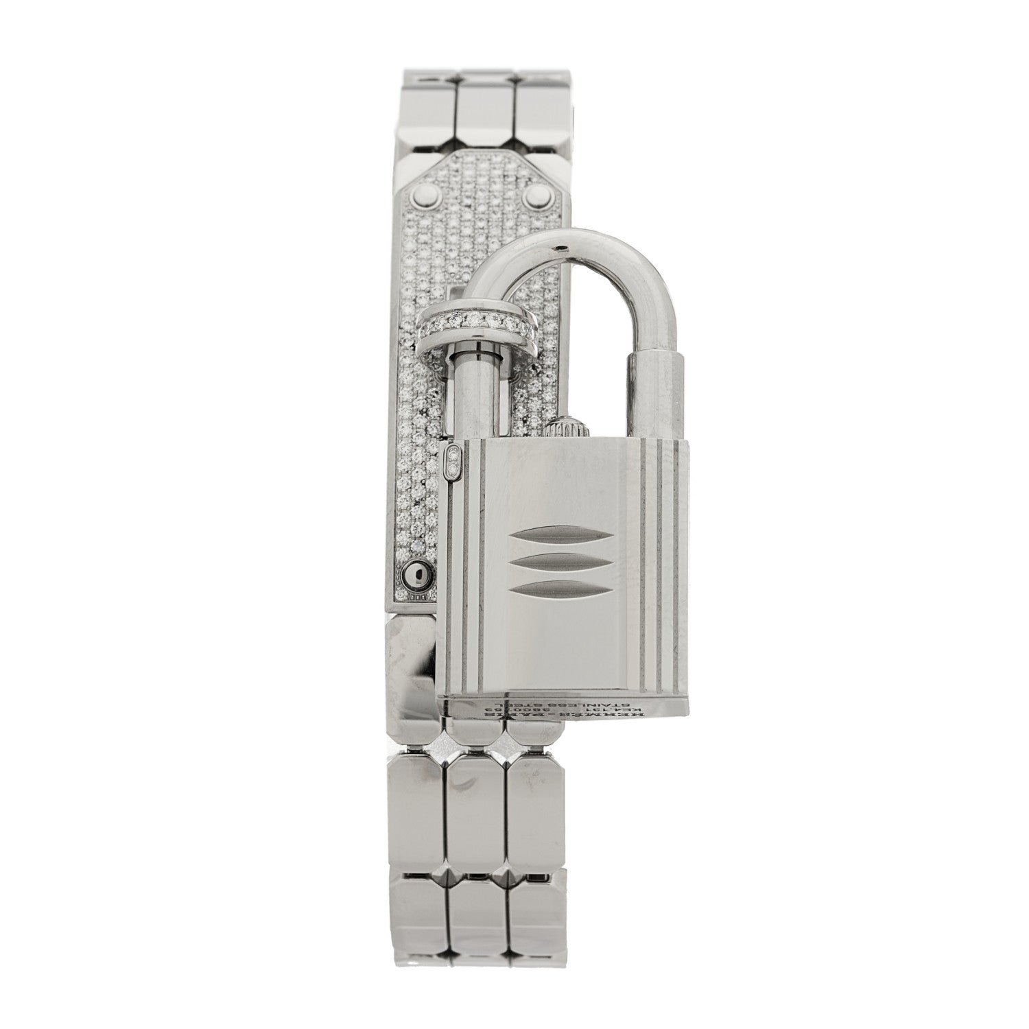 Hermes Stainless Steel Diamond Pave 16mm Kelly Quartz Watch 4 of 6