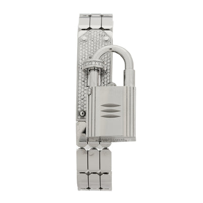 Hermes Stainless Steel Diamond Pave 16mm Kelly Quartz Watch 4 of 6
