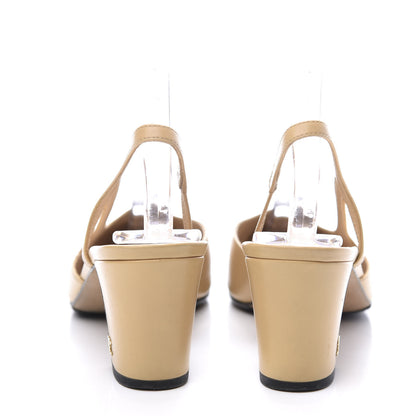 Chanel Goatskin Grosgrain Cap Toe CC Slingback Pumps 36.5 Beige Black 7 of 12