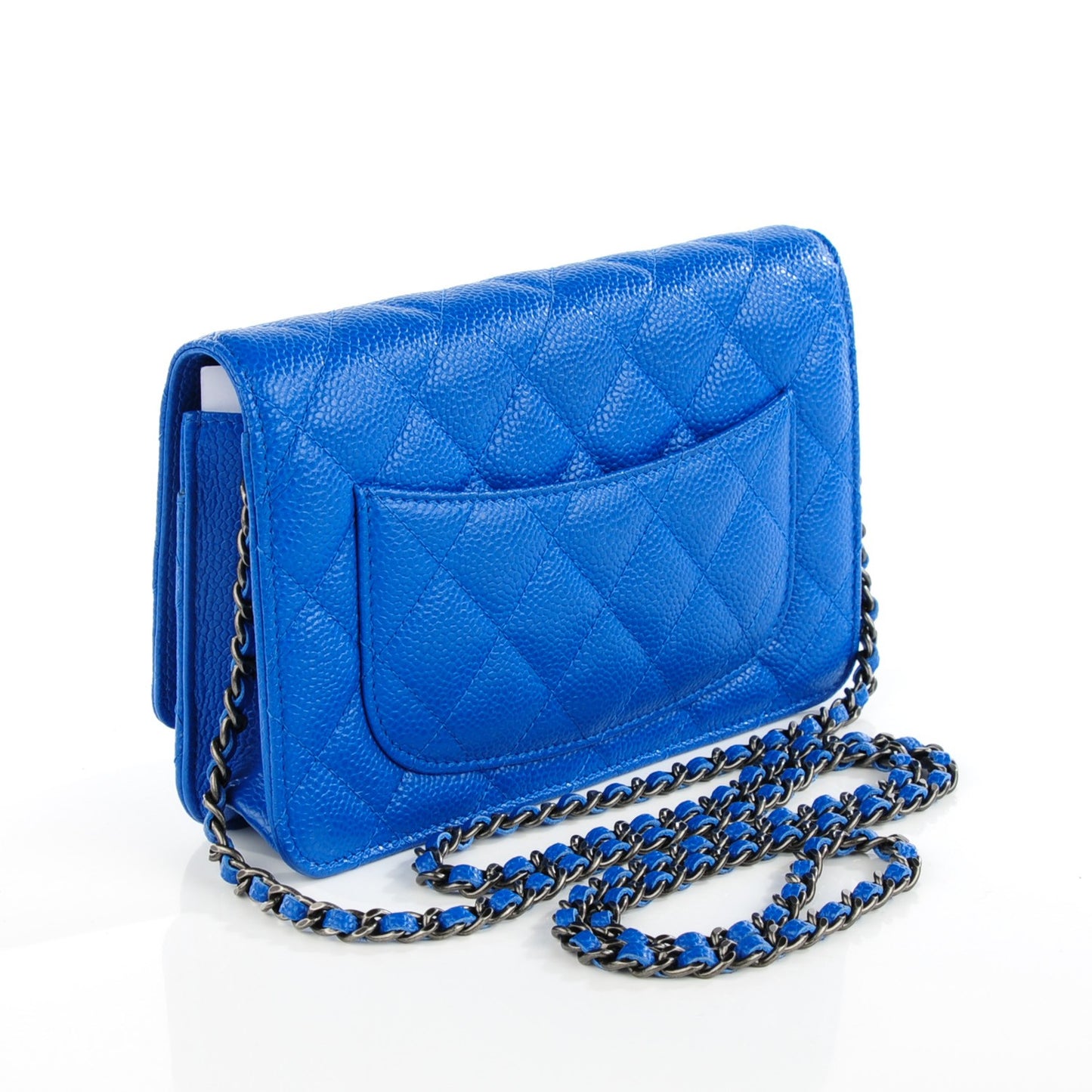 Caviar Quilted Wallet On Chain WOC Blue