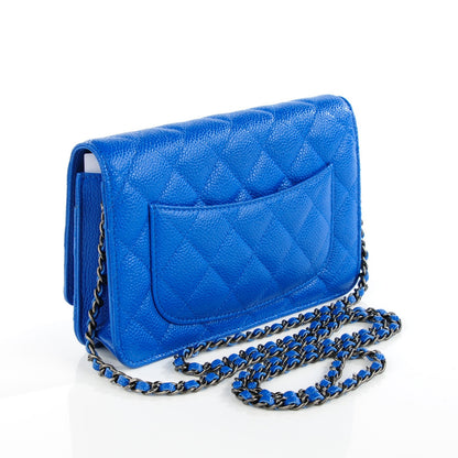 Chanel Caviar Quilted Wallet On Chain WOC Blue 3 of 8