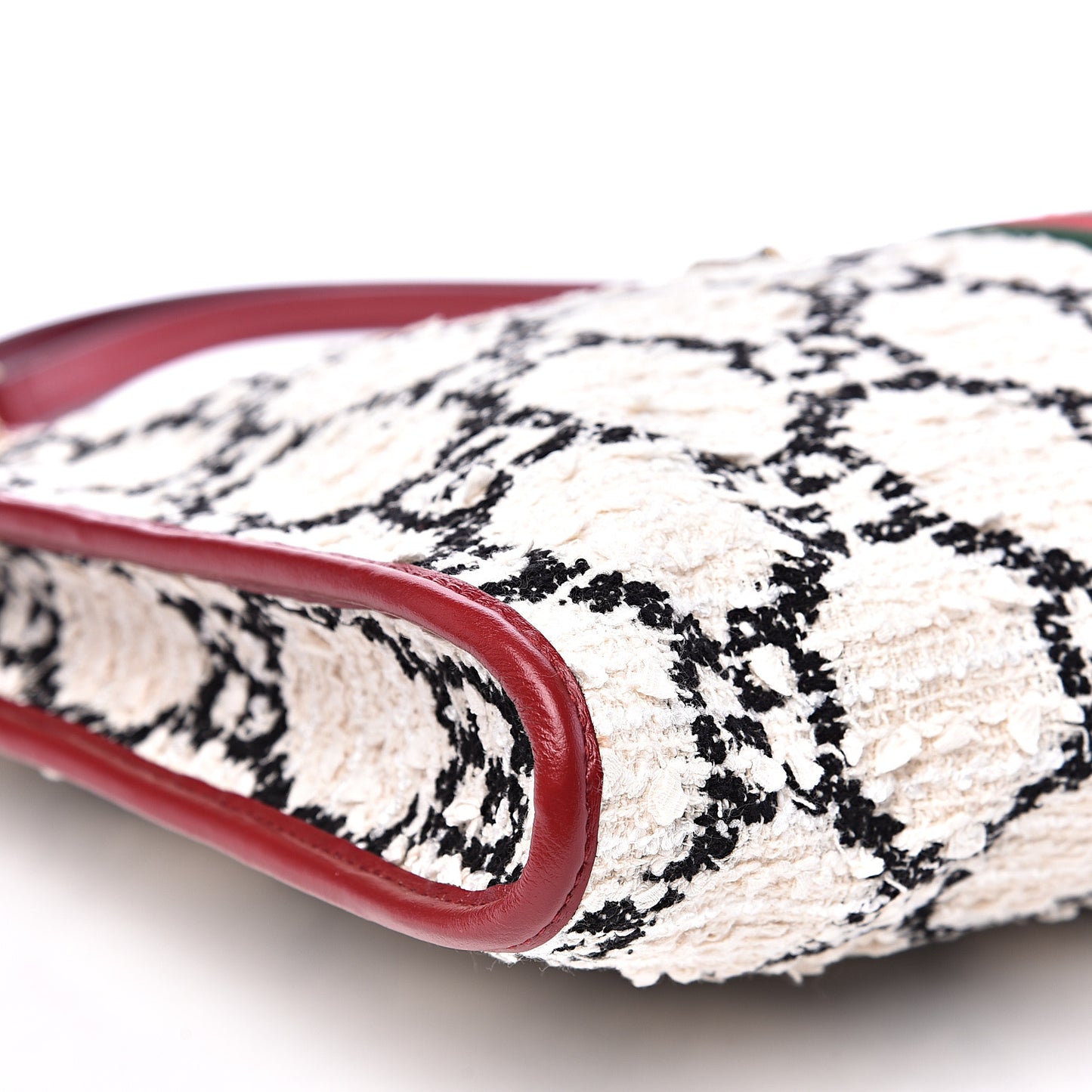 Tweed GG Monogram Large Rajah Chain Tote White Black Romantic Cherry