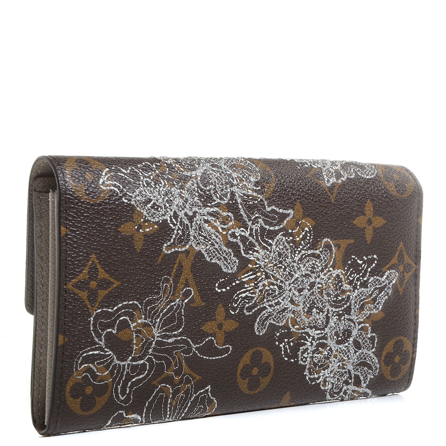 Louis Vuitton Monogram Dentelle Sarah Wallet Silver 3 of 7