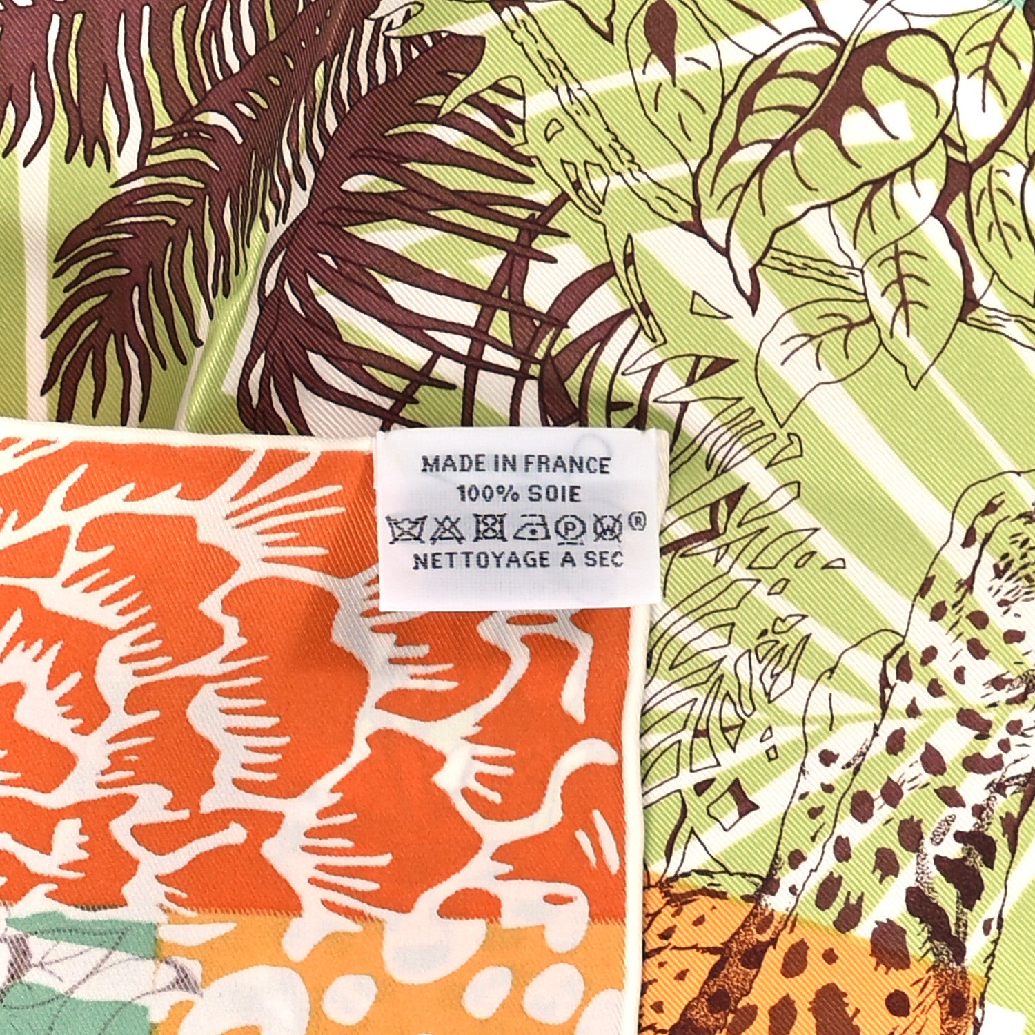 Hermes Silk Jungle Love Shawl 70 Vert Orange Brun 3 of 3