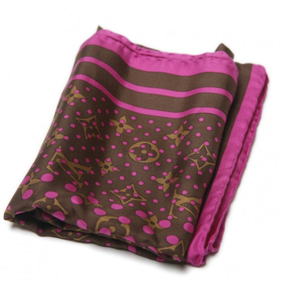 Silk Monogram Perforated Scarf Fuchsia