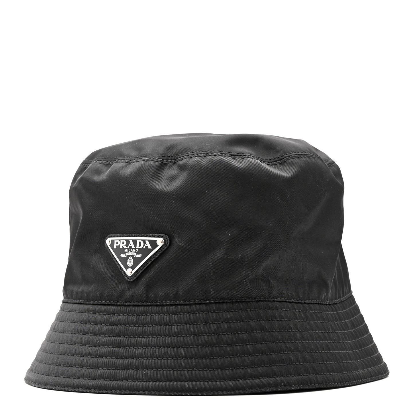 Re-Nylon Metal Triangle Logo Mens Bucket Hat L Black
