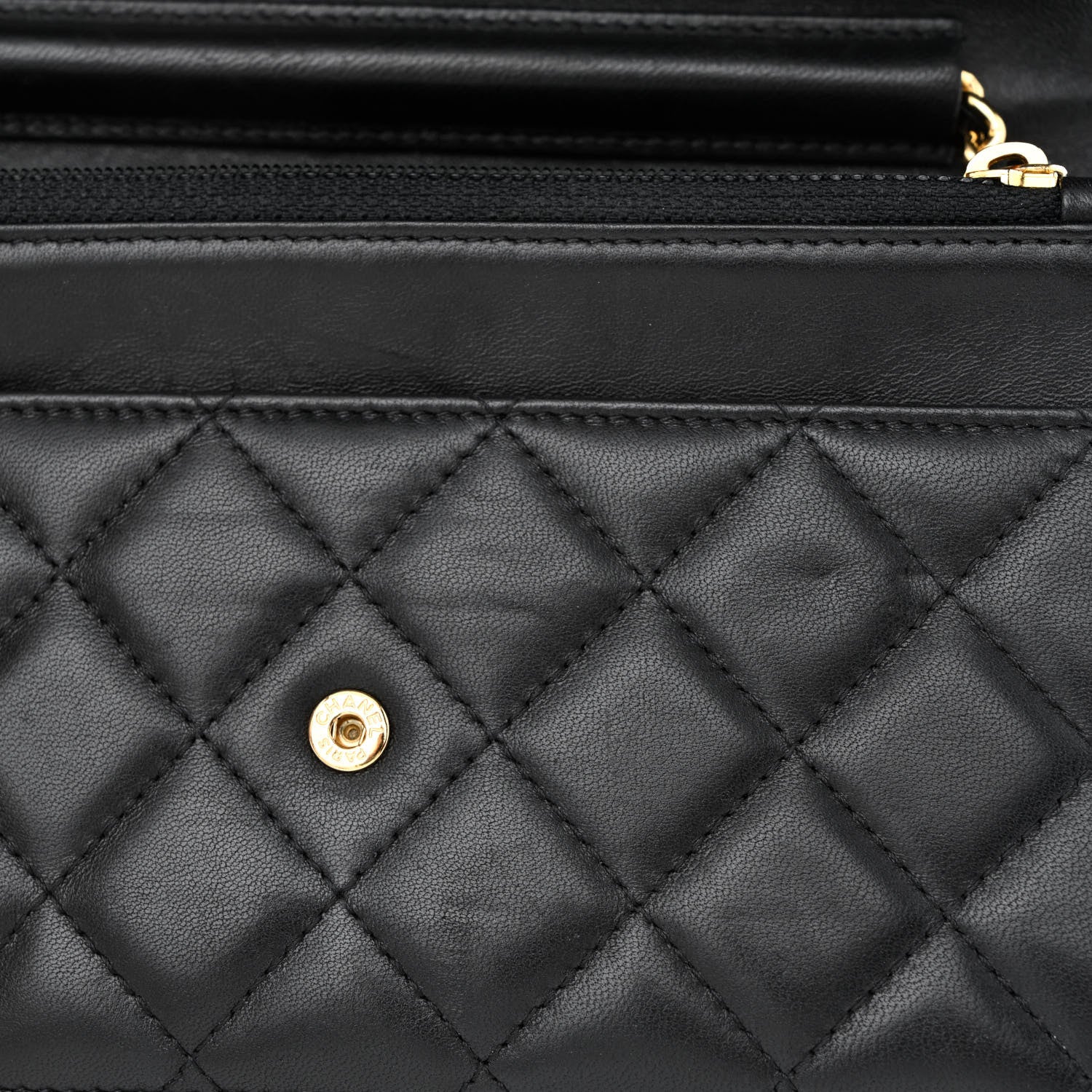 Chanel Lambskin Quilted Wallet On Chain WOC Black 13 of 13