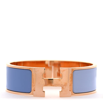 Hermes Enamel Wide Clic Clac H Bracelet GM Bleu Lavande Bleu Lupin 1 of 5