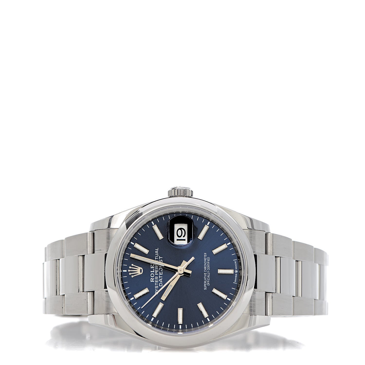 Rolex Stainless Steel 36mm Oyster Perpetual Datejust Watch Bright Blue 126200 3 of 7