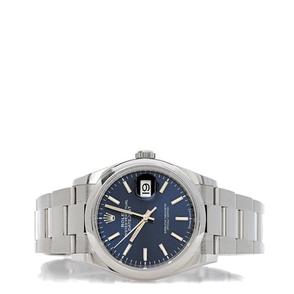 Rolex Stainless Steel 36mm Oyster Perpetual Datejust Watch Bright Blue 126200 3 of 7
