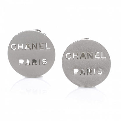 Chanel PARIS Clip On Earrings Matte Silver 1 of 4