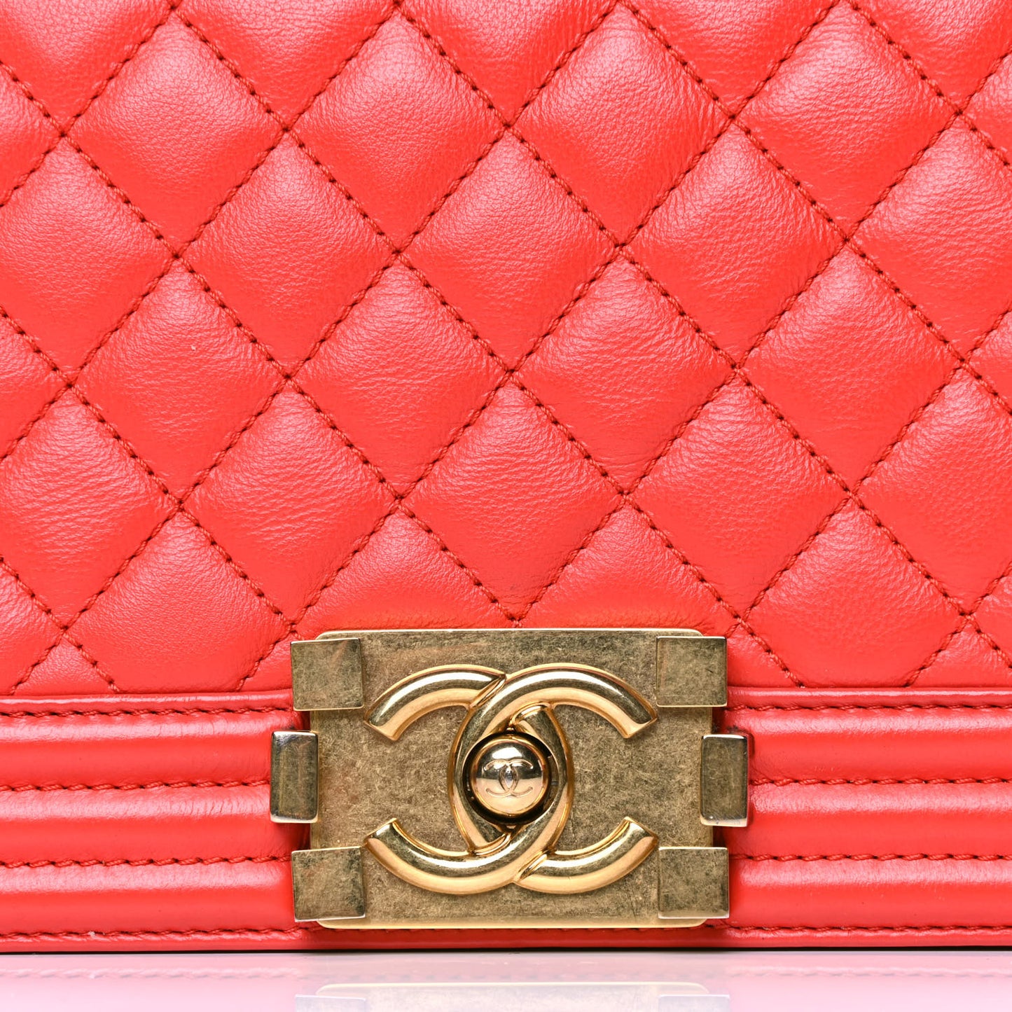 Calfskin Quilted Medium Boy Flap Red