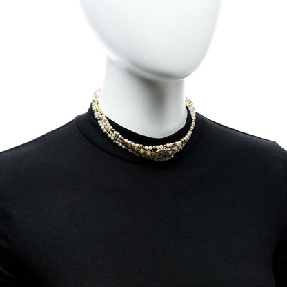 Chanel Pearl Crystal CC Star Choker Necklace Gold 2 of 5