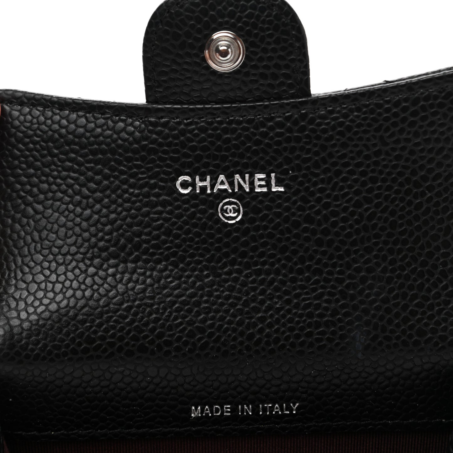Caviar Quilted Flap Card Holder Wallet Black