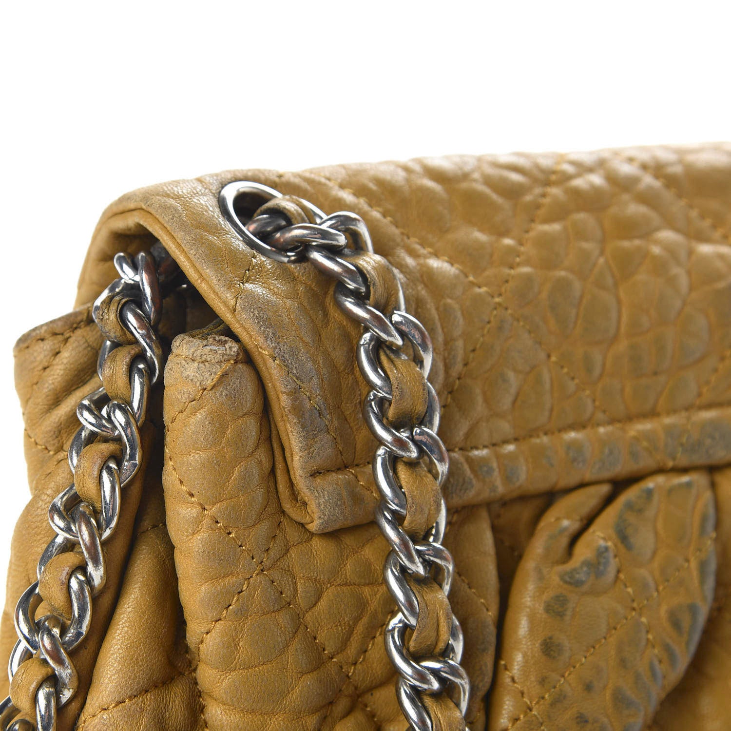Chanel Washed Lambskin Quilted Large Chain Around Messenger Dark Beige 14 of 19