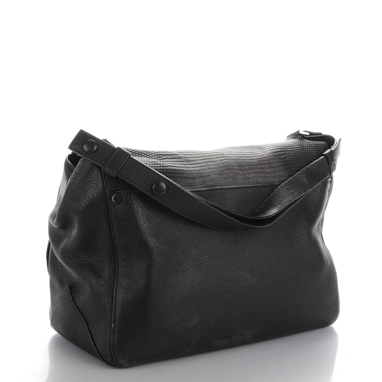 Proenza Schouler Calfskin Lizard Embossed Large Courier Bag Black 2 of 9