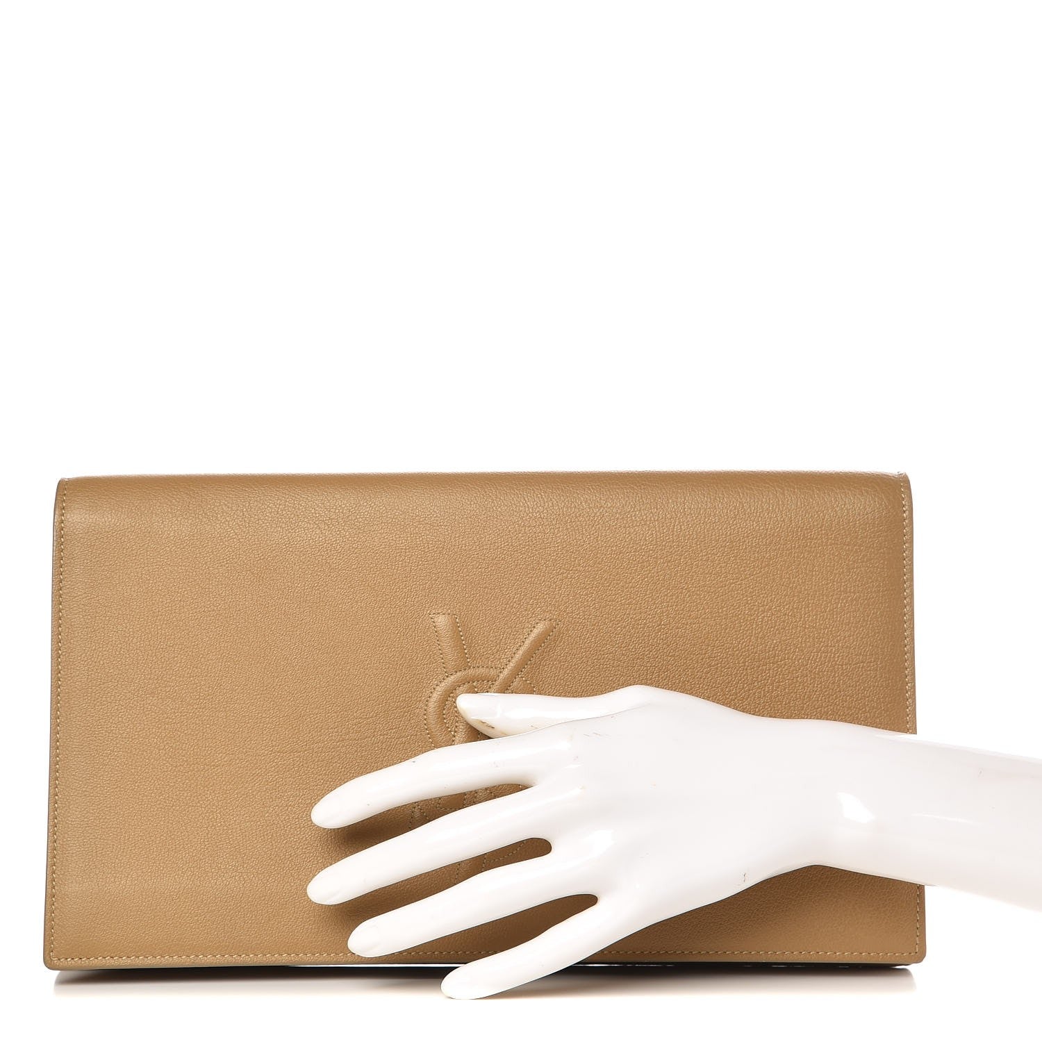 Saint Laurent Calfskin Large Belle De Jour Clutch Beige 2 of 6