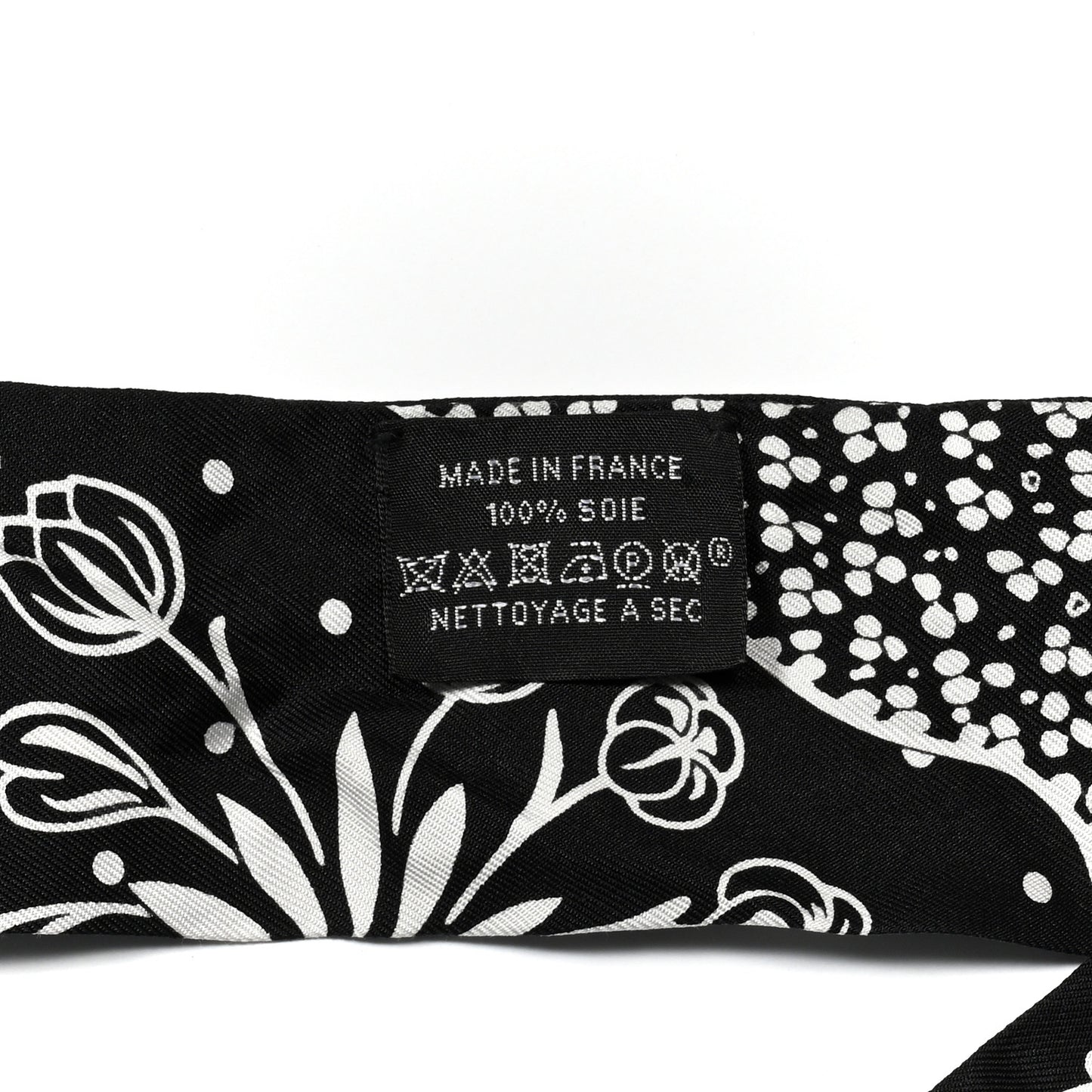 Silk Peuple Du Vent Bandana Twilly Black White
