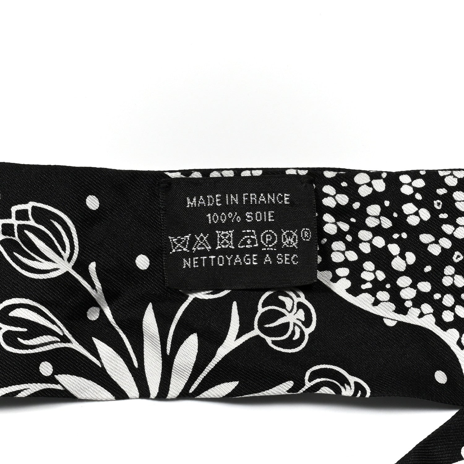 Hermes Silk Peuple Du Vent Bandana Twilly Black White 3 of 4
