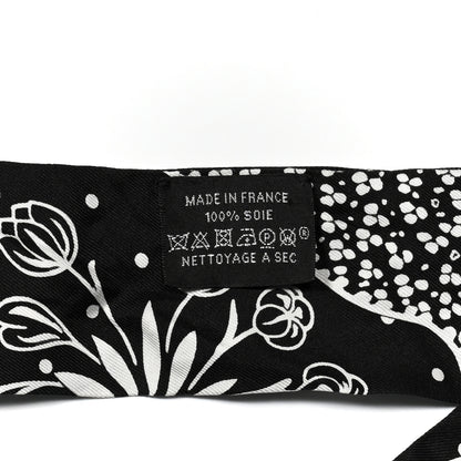 Hermes Silk Peuple Du Vent Bandana Twilly Black White 3 of 4