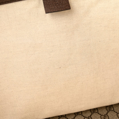 Gucci GG Supreme Monogram Textured Dollar Calfskin Web Large Savoy Duffle Bag Beige Ebony New Acero 10 of 14
