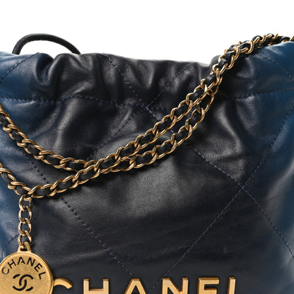 Chanel Shaded Calfskin Quilted Mini Chanel 22 Blue Dark Blue 8 of 11